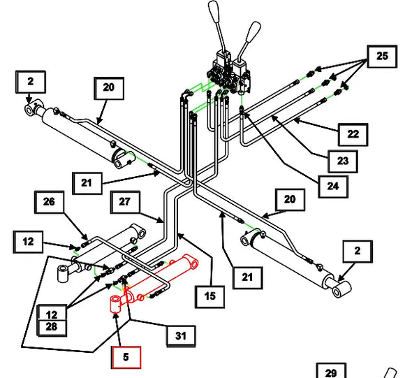 Mahindra Tractor Backhoe Swing Cylinder LH / RH KMW31702034 Mahindra Direct Parts