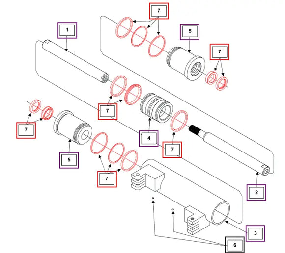 Mahindra Tractor Backhoe Swing Cylinder Seal Kit KMW05902071 Mahindra Direct Parts