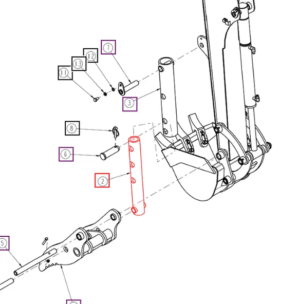 Mahindra Tractor Backhoe Thumb-pipe ANSTUBA-2100 Mahindra Direct Parts