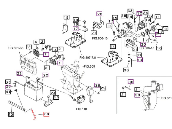 Mahindra Tractor Battery Hold Down L Bolt 19822884000 Mahindra