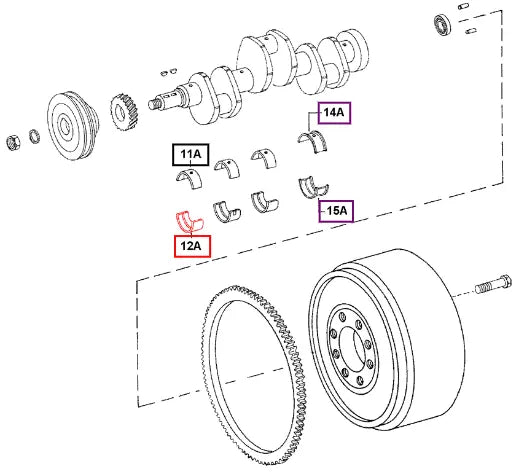 Mahindra Tractor Bearing Crankshaft Main Front Bottom - 0.001" U/s 000022147RD Mahindra Direct Parts