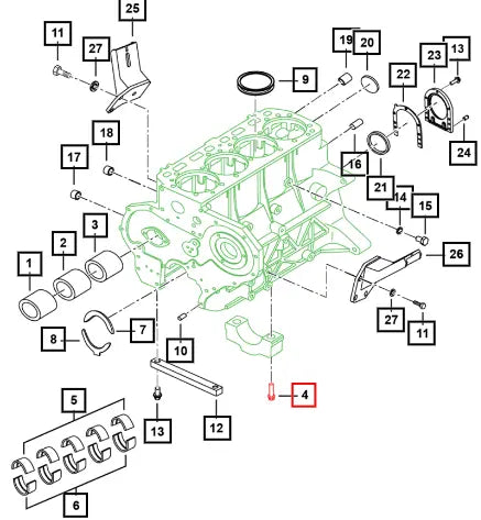Mahindra Tractor Bolt Crankshaft Main Brg Cap 0302AB0220N Mahindra Direct Parts