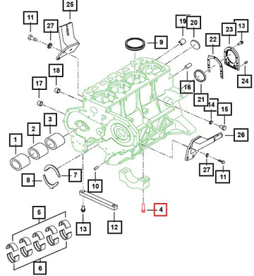 Mahindra Tractor Bolt Crankshaft Main Brg Cap 0302AB0220N Mahindra Direct Parts