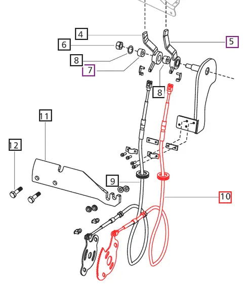 Mahindra Tractor Bowden Cable PC Lever E007604740D91 Mahindra Direct Parts