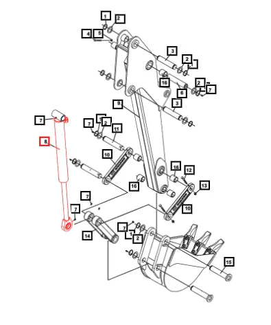 Mahindra Tractor Bucket Cylinder Assembly (includes (2) 85772 Bushings And (1) 6615 Bearing) ATI105306 Mahindra Direct Parts
