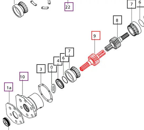 Mahindra Tractor Bull Pinion Brake Shaft Right Hand RH 006503386C2 Mahindra Direct Parts