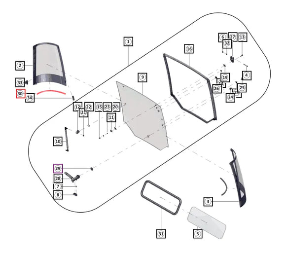 Mahindra Tractor Cab Corner Glass Foam Seal 00890030U01 Mahindra Direct Parts