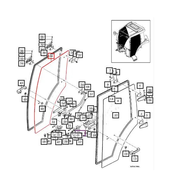 Mahindra Tractor Cab Door Glass Right Hand RH 14527053131 Mahindra Direct Parts