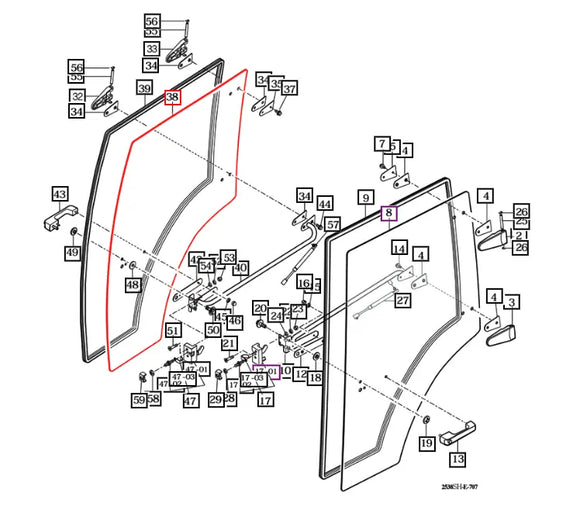 Mahindra Tractor Cab Door Glass Window Right Hand RH 12397052111 Mahindra Direct Parts