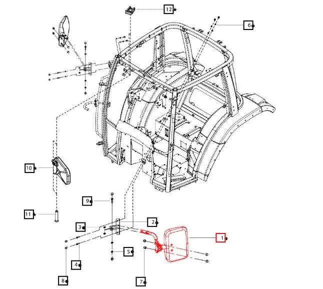 Mahindra Tractor Cab Side Mirror LH / RH E007518857D91 Mahindra Direct Parts