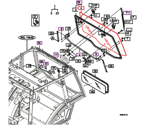 Mahindra Tractor Cabin Rear Glass / Window 18507722010 Mahindra Direct Parts