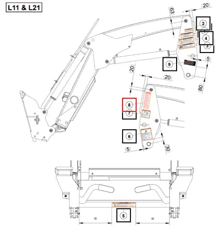 Mahindra Tractor Caution Decal Loader Fr M M 60096677ALO Mahindra Direct Parts