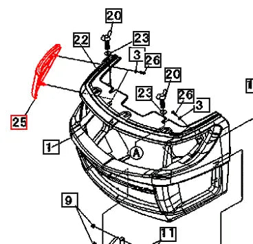 Mahindra Tractor Corner Grill RH 19582616001 Mahindra Direct Parts