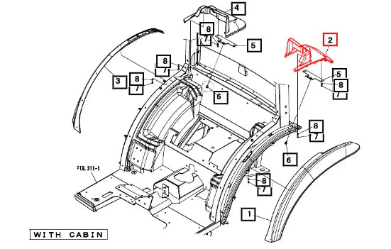 Mahindra Tractor Cover Lh, Fender 19486611000 Mahindra Direct Parts