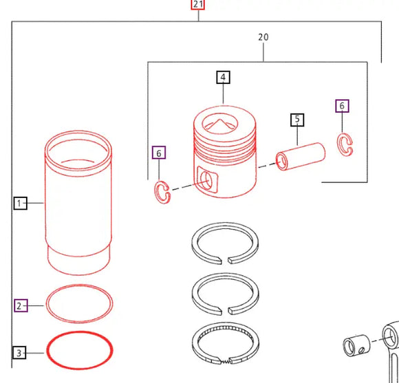 Mahindra Tractor Cylinder and Piston Sleeve 006009547D91 Mahindra Direct Parts