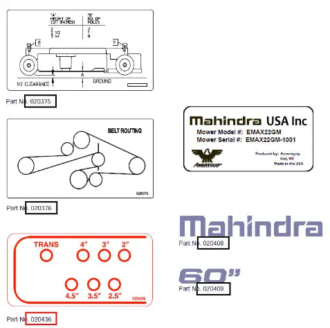 Mahindra Tractor Decal - Height Of Cut AME020436 Mahindra Direct Parts