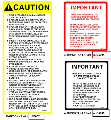 Mahindra Tractor Decal- Important ANSB5004 Mahindra Direct Parts