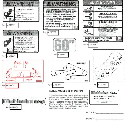 Mahindra Tractor Decal Informational AME020375 Mahindra Direct Parts