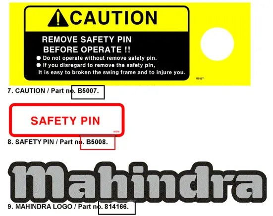 Mahindra Tractor Decal- Saftey Pin ANSB5008 Mahindra Direct Parts