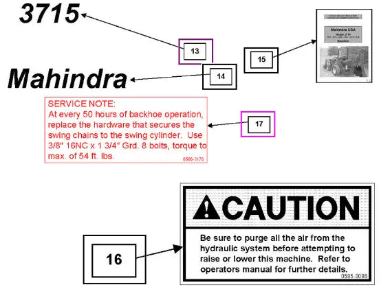 Mahindra Tractor Decal Service Note KMW05953176 Mahindra Direct Parts