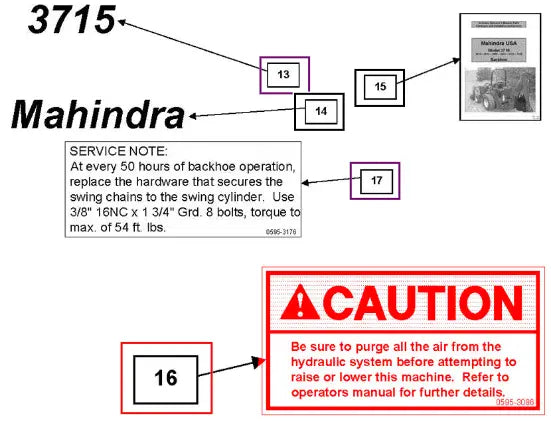 Mahindra Tractor Decal, Caution KMW05953086 Mahindra Direct Parts