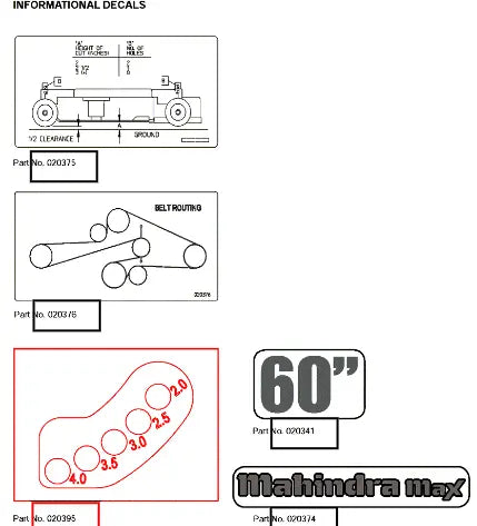 Mahindra Tractor Decal, Level Postion AME020395 Mahindra Direct Parts