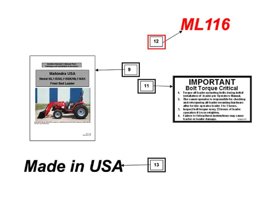Mahindra Tractor Decal, Ml116 KMW05953189 Mahindra Direct Parts