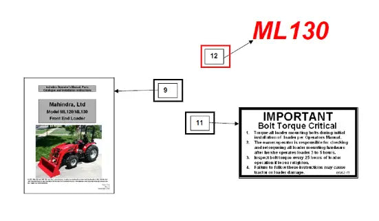 Mahindra Tractor Decal, Ml130 KMW05953149 Mahindra Direct Parts