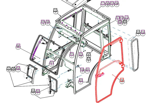 Mahindra Tractor Door Assembly Left Hand LH L1009600036 Mahindra Direct Parts