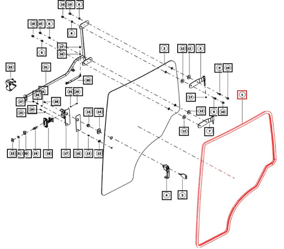 Mahindra Tractor Door Glass Beading / Insulator RH or LH 00890192K01 Mahindra Direct Parts