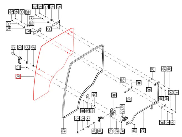 Mahindra Tractor Door Glass Right Hand RH 00890199K01 Mahindra Direct Parts