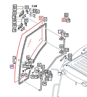 Mahindra Tractor Door Glass Right Hand RH 19027682011 Mahindra Direct Parts