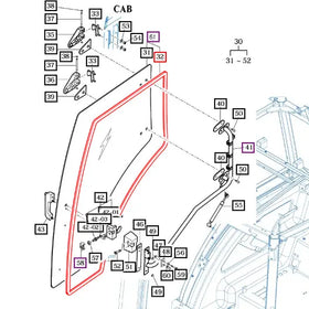 Mahindra Tractor Door Glass Seal / Insulator Right Hand RH 19027672021 Mahindra Direct Parts