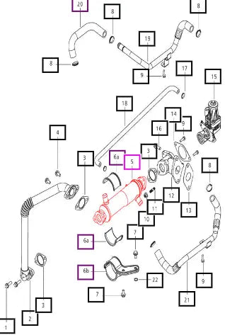 Mahindra Tractor EGR Cooler With Vent 006016119D2 Mahindra Direct Parts