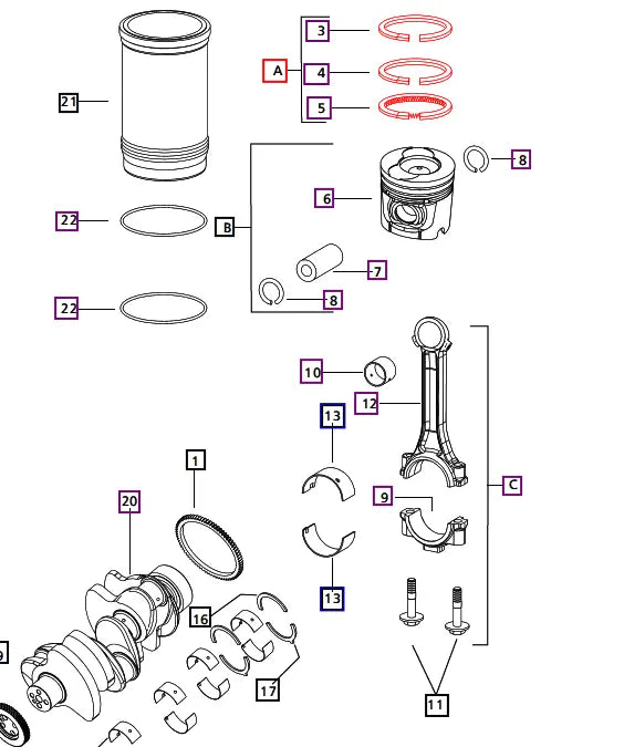 Mahindra Tractor Engine Piston Rings 006008666F91 Mahindra
