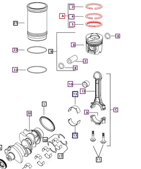 Mahindra Tractor Engine Piston Rings 006008666F91 Mahindra