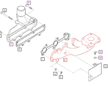 Mahindra Tractor Exhaust Manifold E5752-12312 Mahindra Direct Parts