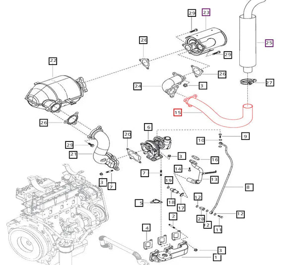 Mahindra Tractor Exhaust Pipe Muffler Side E006017747C1 Mahindra