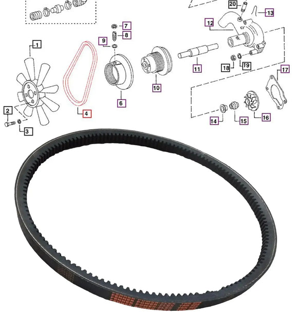 Mahindra Tractor Fan Belt 005554153R1 Mahindra Direct Parts