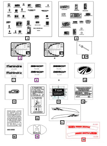 Mahindra Tractor Fender Decal-pst E008003805D1 Mahindra Direct Parts