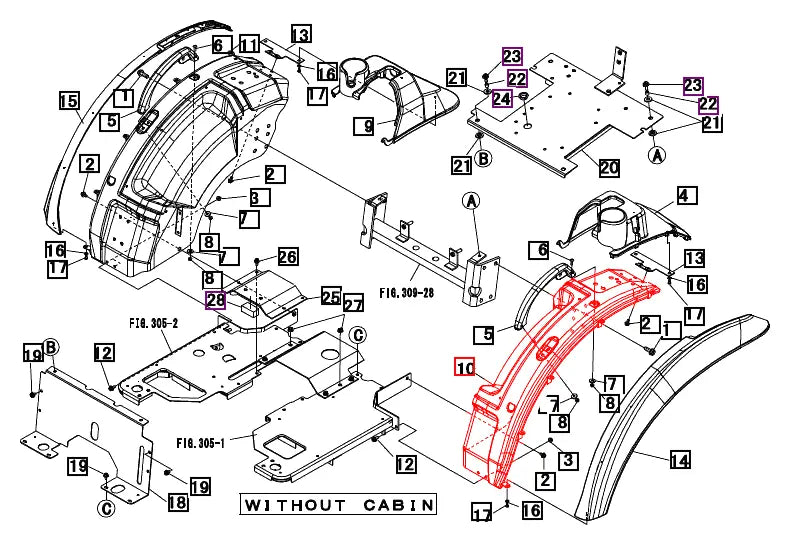 Mahindra Tractor Fender Left Hand LH 19486308BP0 Mahindra Direct Parts