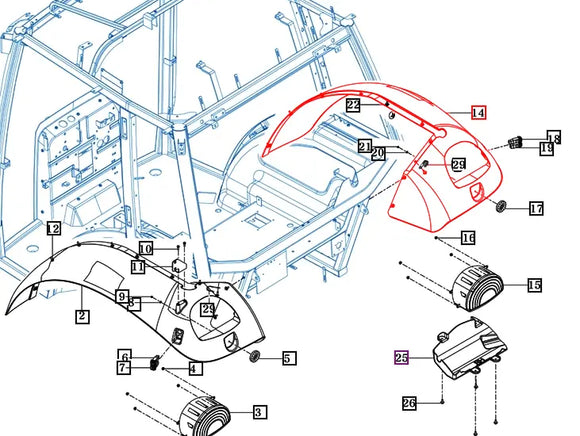 Mahindra Tractor Fender Right Hand RH 15807813100MR Mahindra Direct Parts