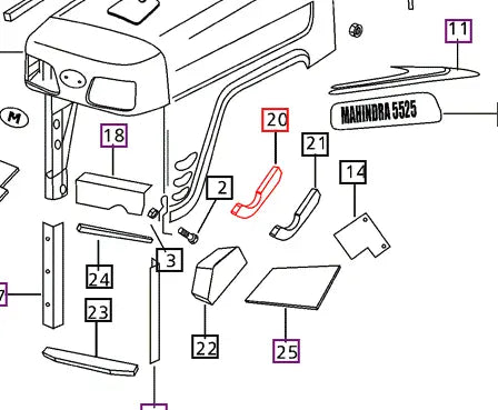 Mahindra Tractor Foam - Hood Top Sealing Right Hand RH 007537256B1 Mahindra Direct Parts