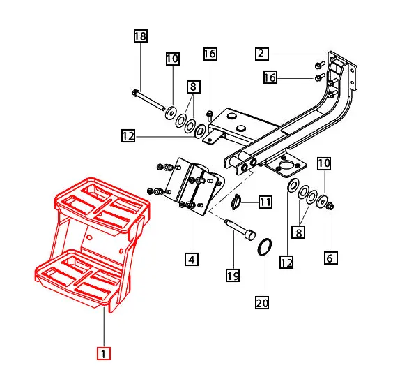 Mahindra Tractor Foot Step Assembly Right Hand RH E007518081D91 Mahindra Direct Parts