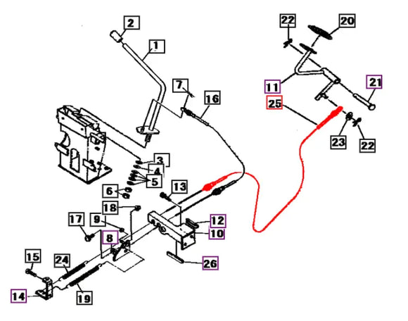 Mahindra Tractor Foot Throttle Cable 19670219000 Mahindra