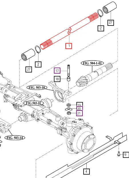 Mahindra Tractor Front 4wd Driveshaft 19954310010GB Mahindra