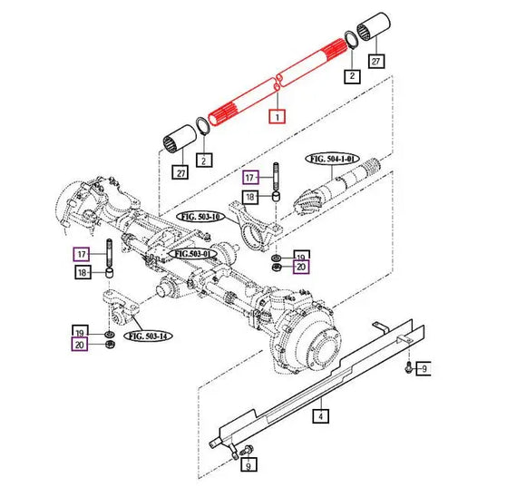 Mahindra Tractor Front Drive Shaft 4WD 12294310010GB Mahindra Direct Parts