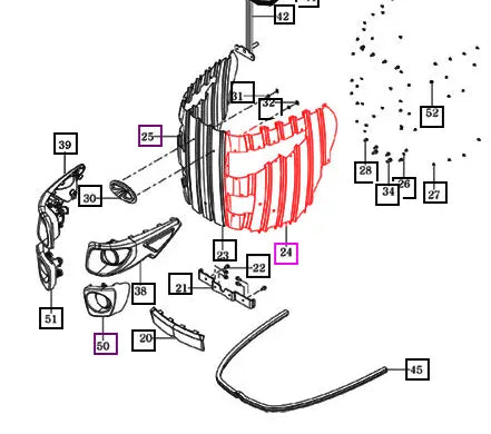 Mahindra Tractor Front Grill RH 18736113141GB Mahindra Direct Parts