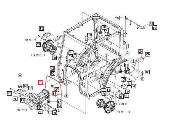 Mahindra Tractor Front Right Glass Weather Strip 19486123001 Mahindra Direct Parts