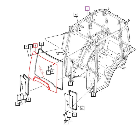 Mahindra Tractor Front Windshield Glass 18017022110 Mahindra Direct Parts